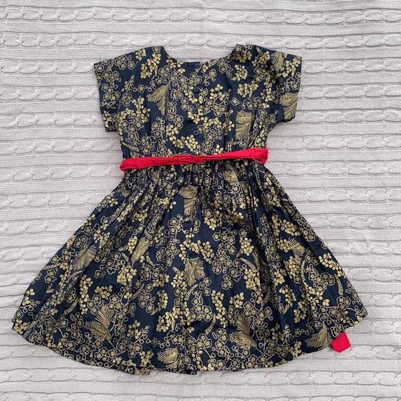 Tea Collection black and gold print dress sz 6 - Picture 5 of 6